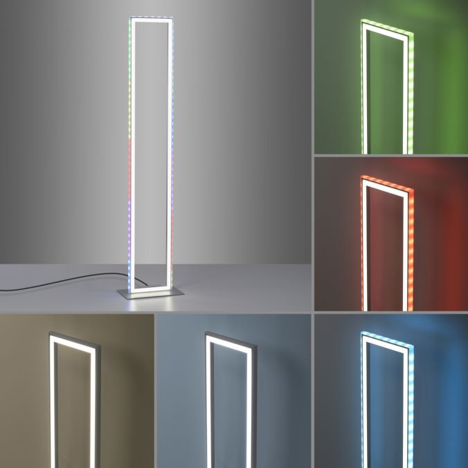 Paul Neuhaus LED Stehleuchte silber farbig Fußschalter dimmbar Sidelight RGB Rainbow Sonderangebote