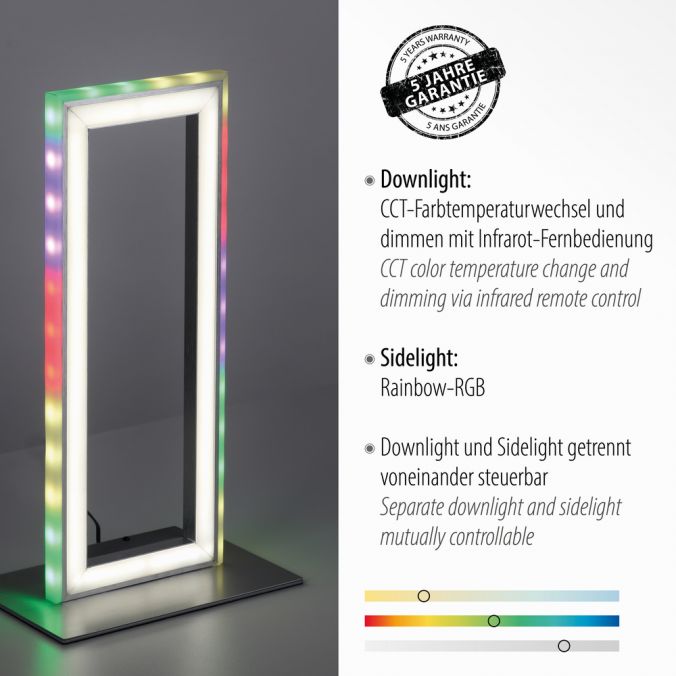 Paul Neuhaus LED Tischleuchte silberfarbig Schnurschalter Rainbow RGB Fernbedienung Riesige Ersparnisse