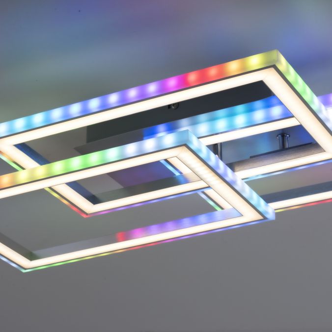 Paul Neuhaus LED Deckenleuchte drehbare Rahmen silberfarbig RGB Rainbow Farben dimmbar Tiefpreis