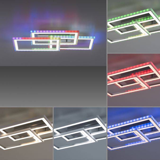 Paul Neuhaus LED Deckenleuchte drehbare Rahmen silberfarbig RGB Rainbow Farben dimmbar Tiefpreis