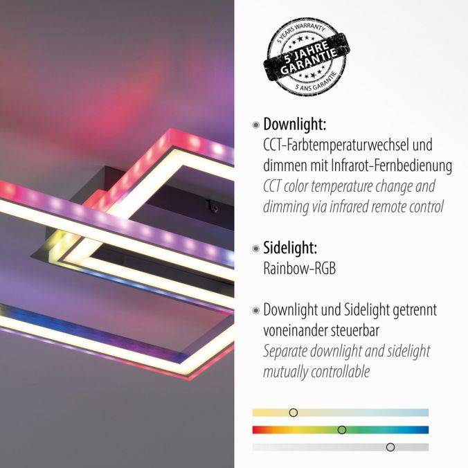 Paul Neuhaus LED Deckenleuchte 72x210cm silberfarbig RGB Rainbow Farben dimmbar CCT Super Sparpreis