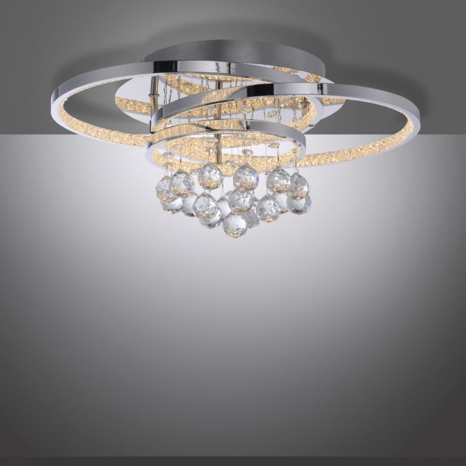 Paul Neuhaus LED Deckenleuchte Chrom Kristallanhänger dimmbar per Tronicdimmer Wochenangebot