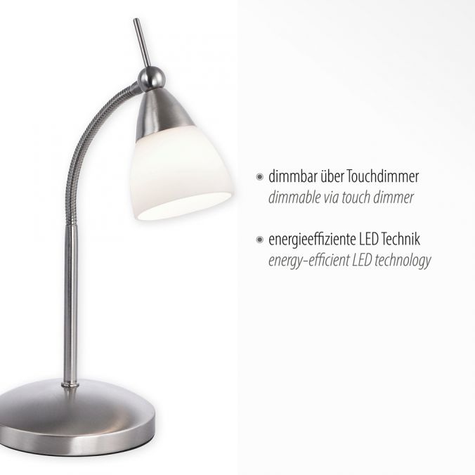 Paul Neuhaus LED-Tischleuchte, stahlfarben, dimmbar, blendfreies Licht, verstellbar Letzte 3 Tage