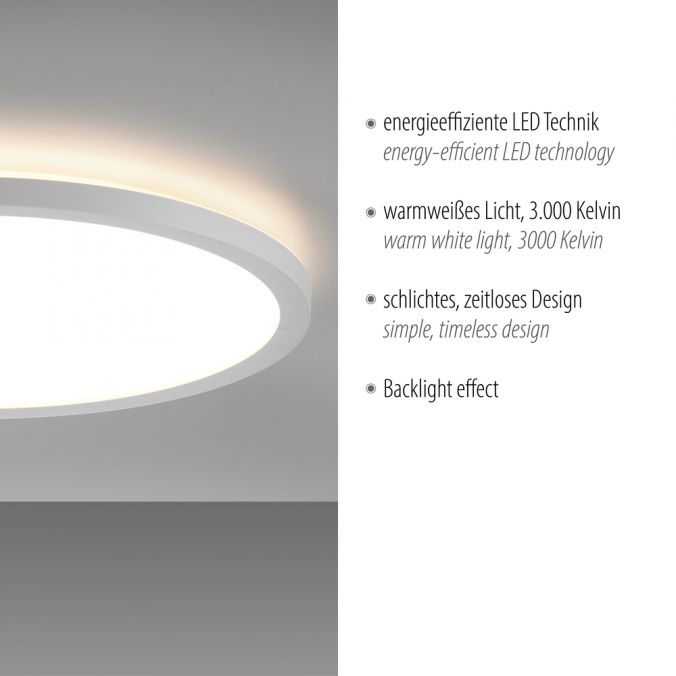 Paul Neuhaus LED Panel rund, flache Deckenleuchte, Backlight, Deckenlampe, Letzter Tag