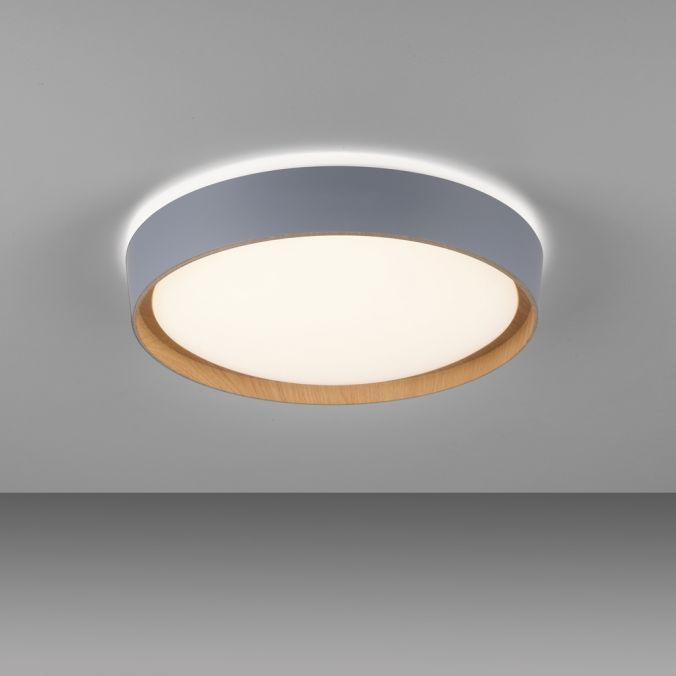 Paul Neuhaus LED Deckenleuchte Holzoptik grau rund dimmbar Wandschalter energiesparend Zeitbegrenzte Promotion