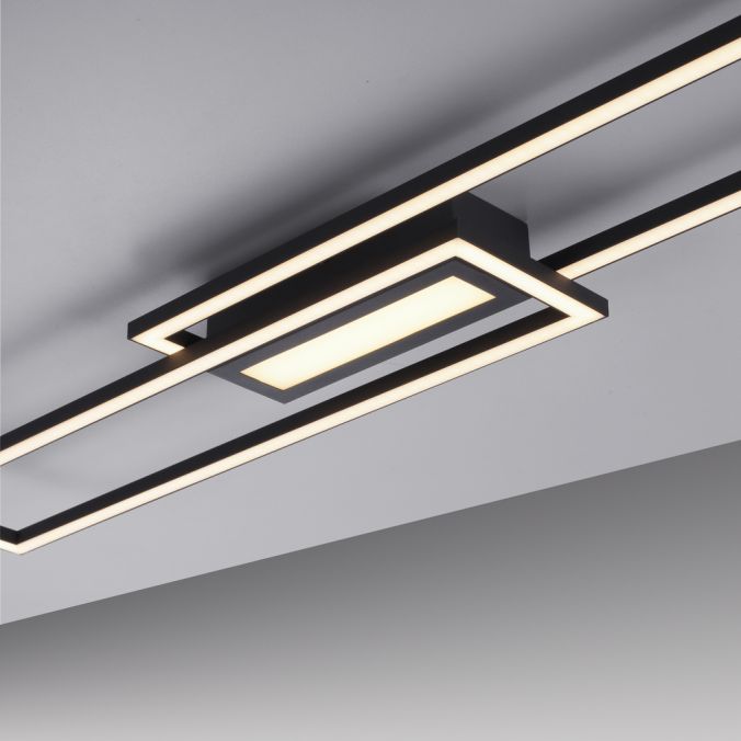 Paul Neuhaus LED Deckenleuchte 95x17,5cm schwarz flach Memoryfunktion schlichtes Panel Vierteljährliche Förderung
