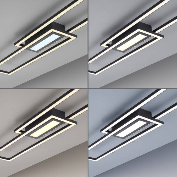 Paul Neuhaus LED Deckenleuchte 95x17,5cm schwarz flach Memoryfunktion schlichtes Panel Vierteljährliche Förderung