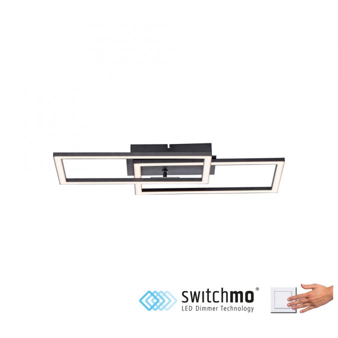 Paul Neuhaus LED Deckenleuchte schwarz Switchmo Technik längliche Rahmen schwarz flach