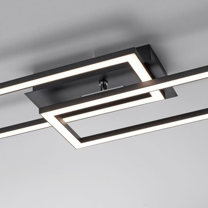 Paul Neuhaus LED Deckenleuchte flach längliche Rahmen schwarz warmweiß 3 Stufen Dimmung Super Rabatt