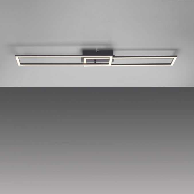 Paul Neuhaus LED Deckenleuchte flach längliche Rahmen schwarz warmweiß 3 Stufen Dimmung Super Rabatt
