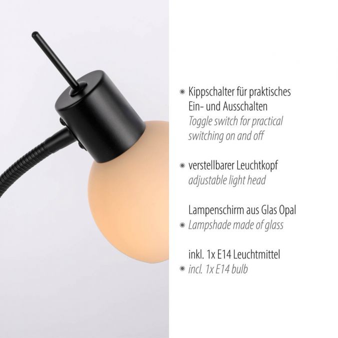 Paul Neuhaus LED Tischleuchte schwarz Schalter flexibel verstellbar Beistelllampe Fabrikladen