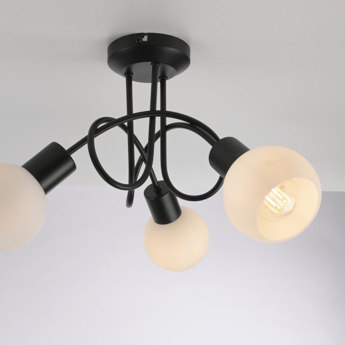 Paul Neuhaus LED Deckenleuchte schwarz 3 flammig Opalglas Wohnraumleuchte Black Friday Preise