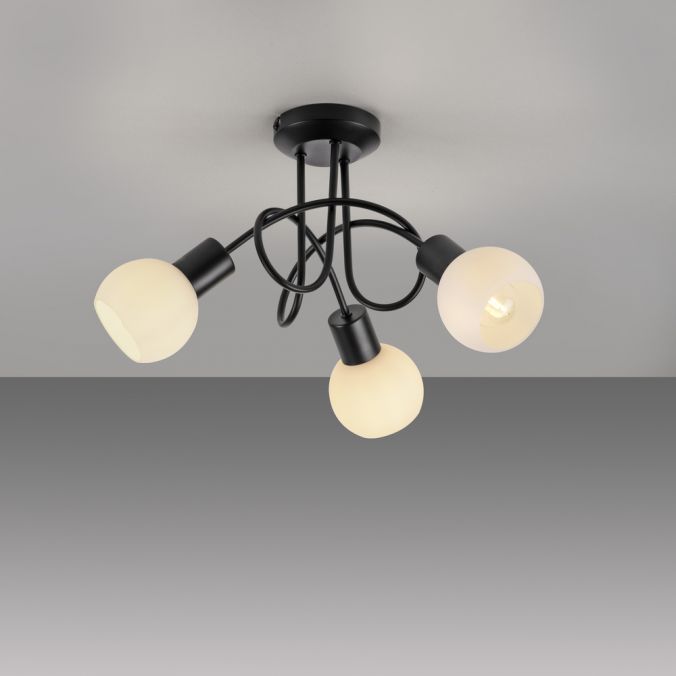 Paul Neuhaus LED Deckenleuchte schwarz 3 flammig Opalglas Wohnraumleuchte Black Friday Preise