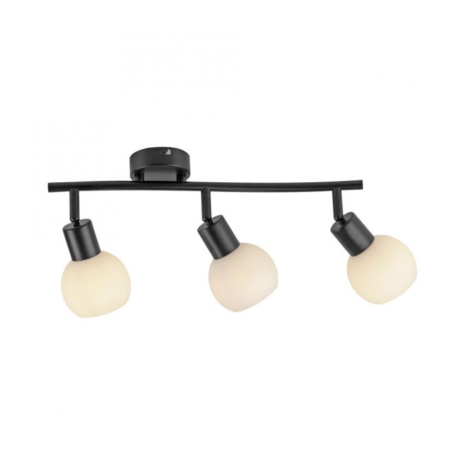 Paul Neuhaus LED Deckenleuchte schwarz Spots 3 flammig drehbar schwenkbar Opalglas
