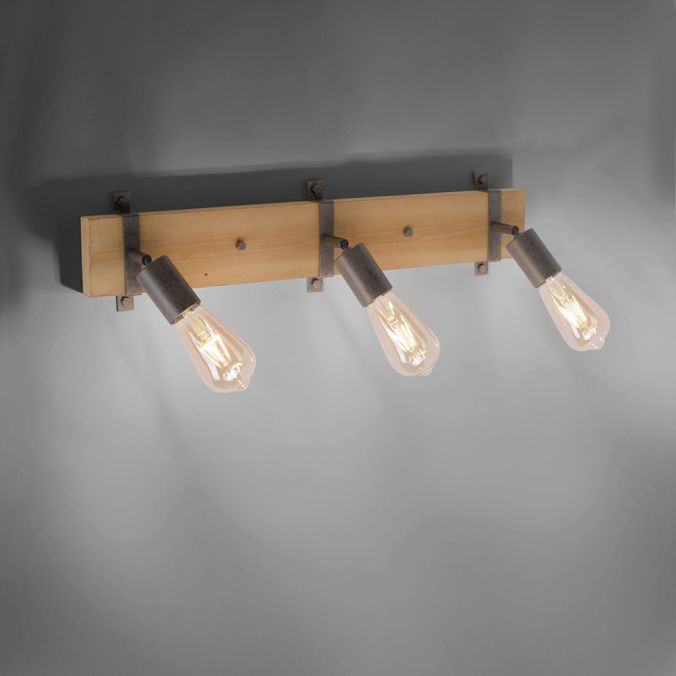 Paul Neuhaus Deckenleuchte, Metall, Holz, bewegliche Spots, rustikales Design, modern Rabatte dieses Monats