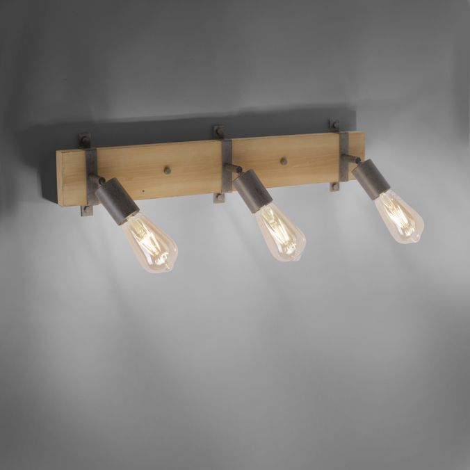 Paul Neuhaus Deckenleuchte, Metall, Holz, bewegliche Spots, rustikales Design, modern Rabatte dieses Monats