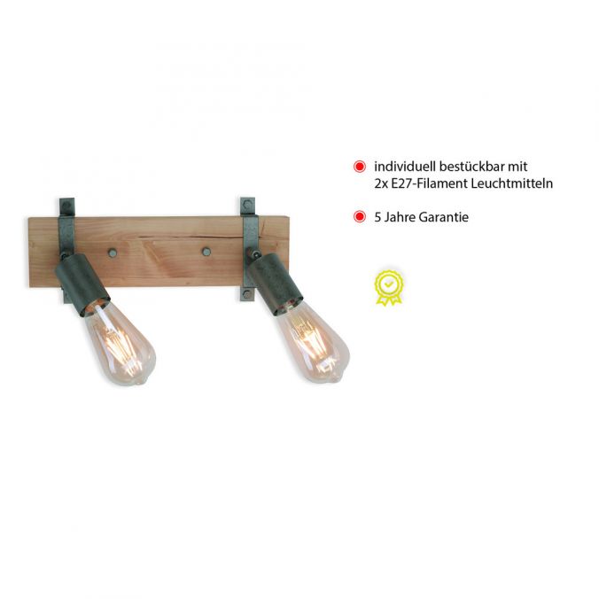 Paul Neuhaus Deckenleuchte, rustikales Design, verstellbare Spots, Holz, Metall, modern 2025