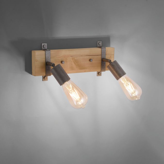 Paul Neuhaus Deckenleuchte, rustikales Design, verstellbare Spots, Holz, Metall, modern 2025