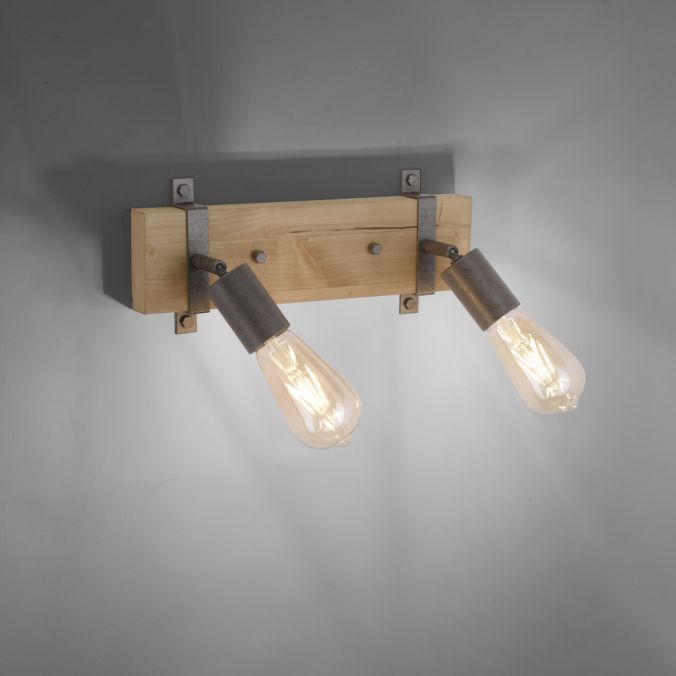 Paul Neuhaus Deckenleuchte, rustikales Design, verstellbare Spots, Holz, Metall, modern 2025