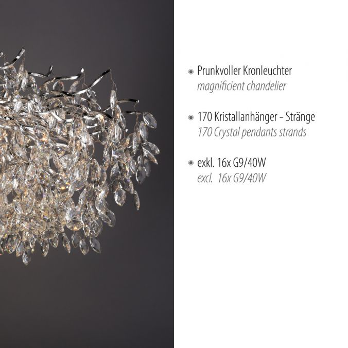 Paul Neuhaus LED Kronleuchter Kristallanhänger chrom Pendelleuchte Schlafzimmer Outlet