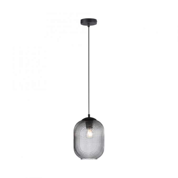 Paul Neuhaus LED Pendelleuchte 1 flammig rauchfarben Glasschirm oval transparent