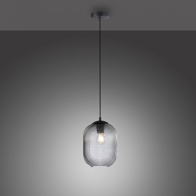 Paul Neuhaus LED Pendelleuchte 1 flammig rauchfarben Glasschirm oval transparent Auslauf