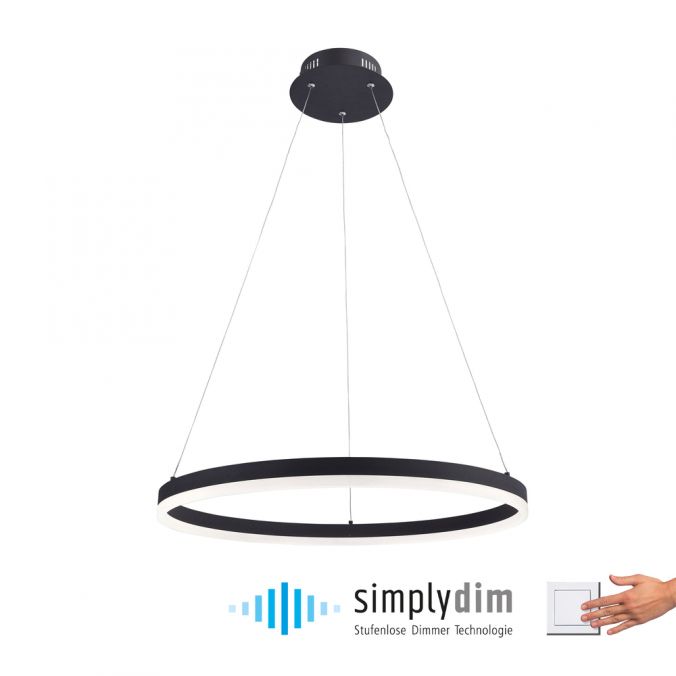 Paul Neuhaus LED Pendelleuchte, anthrazit, runde Form, dimmbar, Memory Funktion, modern