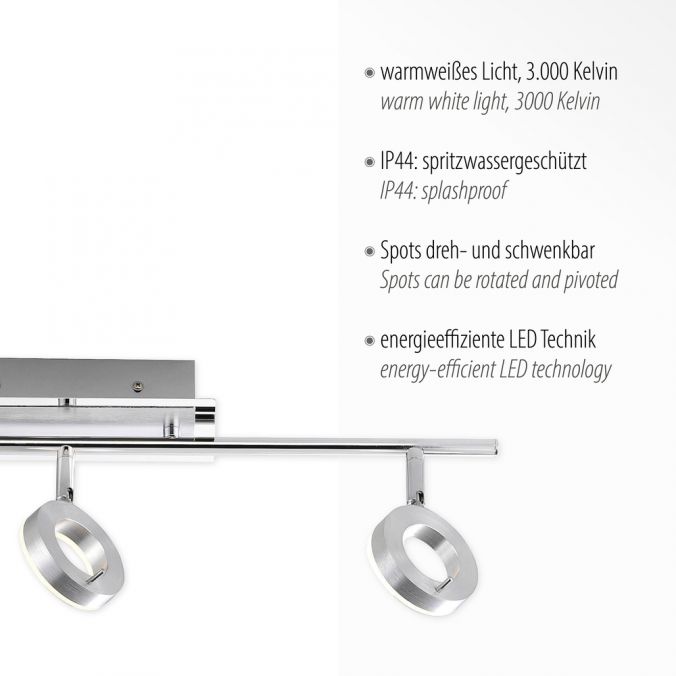Paul Neuhaus LED-Deckenstrahler, Aluminium, 3 Leuchtköpfe, warmweiße Lichtfarbe, modern Hotsell