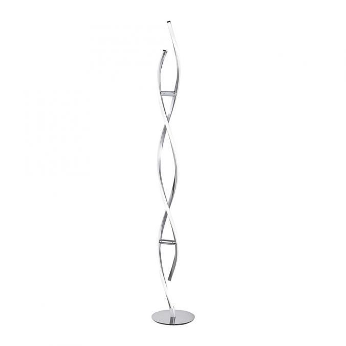 Paul Neuhaus LED Stehleuchte, stahlfarben, geschwungene Form, dimmbar, modern, design