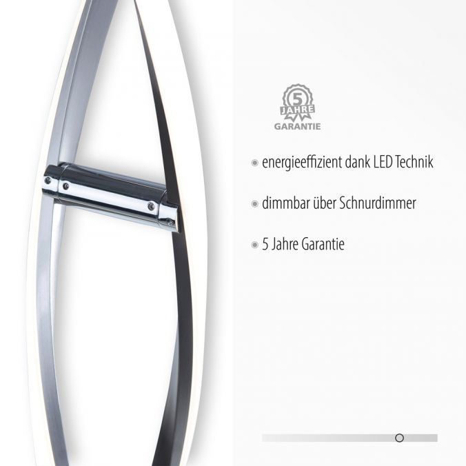 Paul Neuhaus LED Stehleuchte, stahlfarben, geschwungene Form, dimmbar, modern, design Schlussverkauf