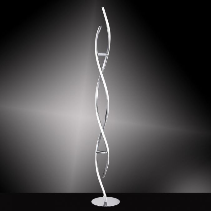 Paul Neuhaus LED Stehleuchte, stahlfarben, geschwungene Form, dimmbar, modern, design Schlussverkauf