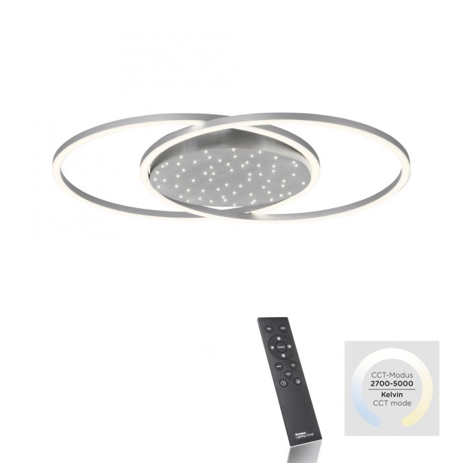 Paul Neuhaus LED-Deckenleuchte, stahlfarben, Fernbdienung, dimmbar, CCT