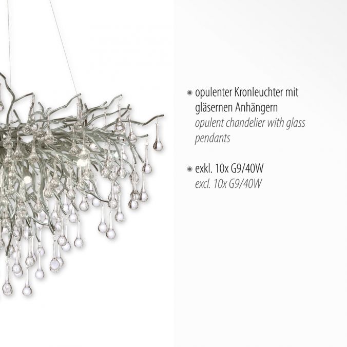 Paul Neuhaus LED Kronleuchter ICICLE Pendellampe silberfarbig ICICLE Lichtspiel Fabrikverkauf