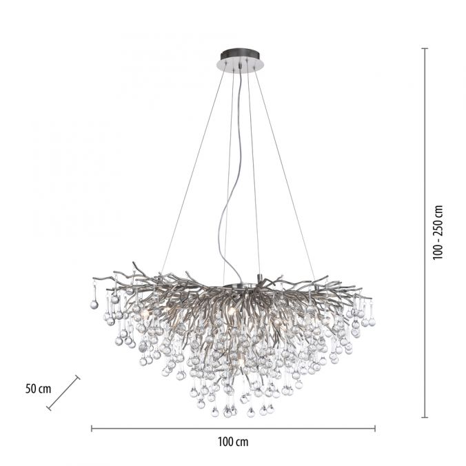 Paul Neuhaus LED Kronleuchter ICICLE Pendellampe silberfarbig ICICLE Lichtspiel Fabrikverkauf