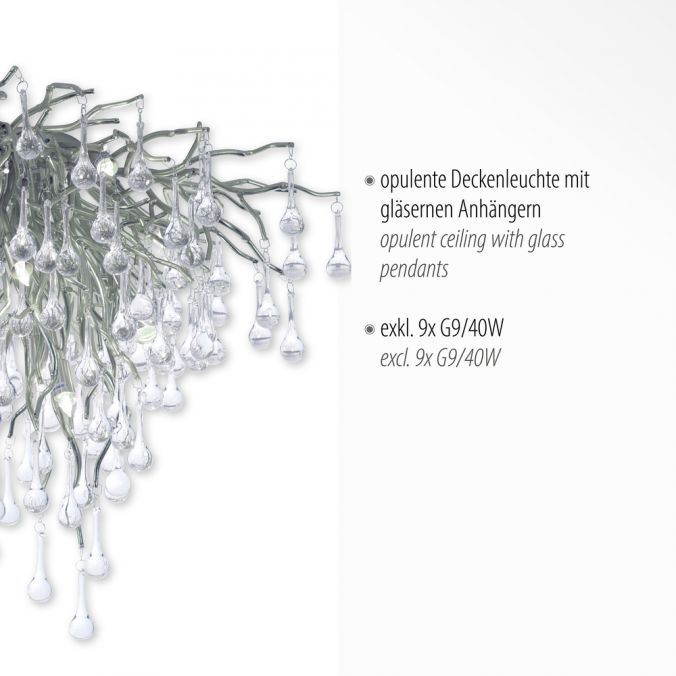 Paul Neuhaus LED Kronleuchter ICICLE Deckenlampe silberfarbig ICICLE Lichtspiel Blitzverkäufe