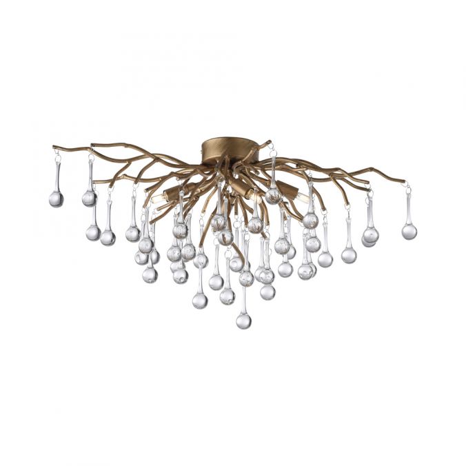 Paul Neuhaus LED Kronleuchter ICICLE altmessing Glaskristallabhänger Schlafzimmer