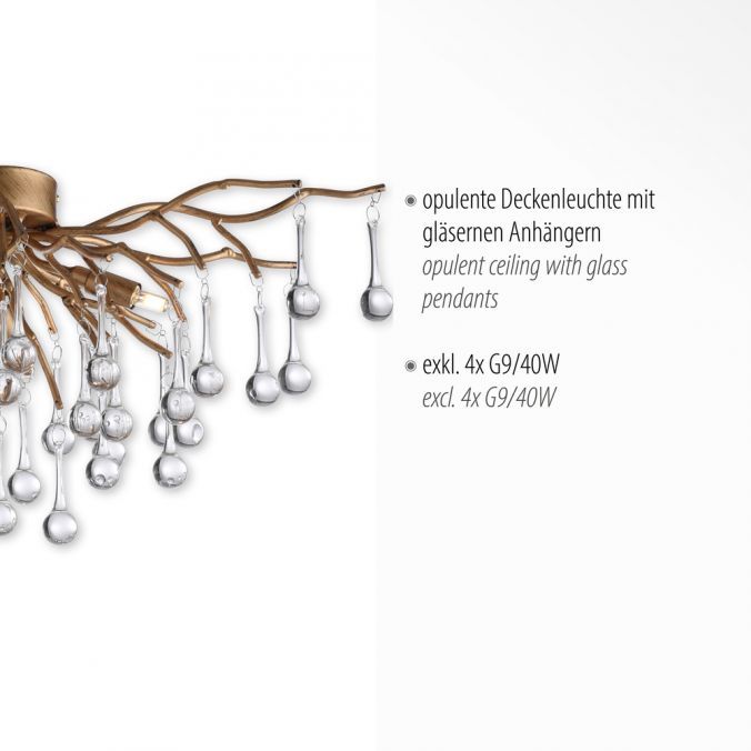 Paul Neuhaus LED Kronleuchter ICICLE altmessing Glaskristallabhänger Schlafzimmer Kostenloser Versand