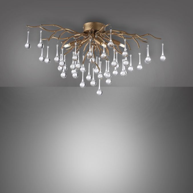 Paul Neuhaus LED Kronleuchter ICICLE altmessing Glaskristallabhänger Schlafzimmer Kostenloser Versand
