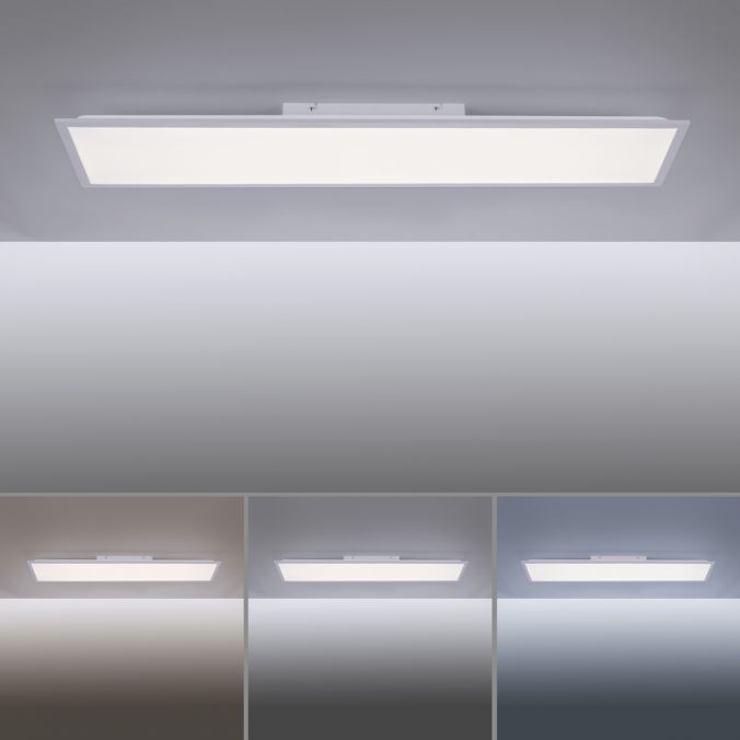 Paul Neuhaus LED-Panel, Rahmen silberfarbig, 120x30cm, platzsparend, dimmbar Rabatt