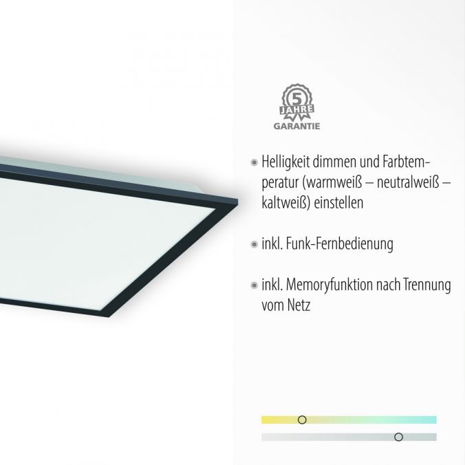 Paul Neuhaus LED Panel, Rahmen schwarz, dimmbar, CCT Lichtfarbsteuerung, quadratisch Günstig kaufen