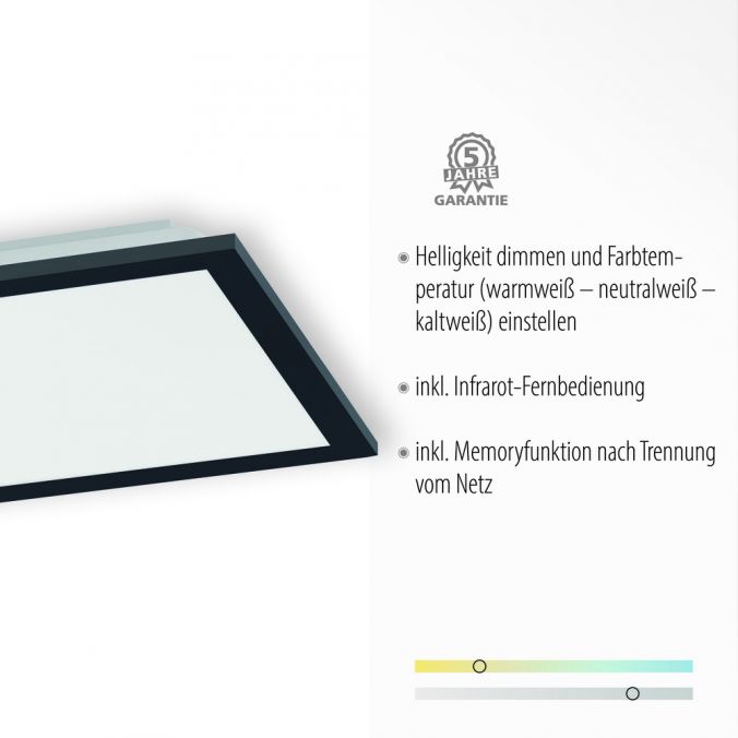 Paul Neuhaus LED Panel, Rahmen schwarz, dimmbar, CCT Farbsteuerung, quadratisch, modern Großer Ausverkauf