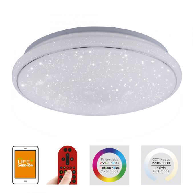 Paul Neuhaus LED-Deckenleuchte, Smart Home fähig, RGB+W, Kristalloptik, Fernbedienung, CCT