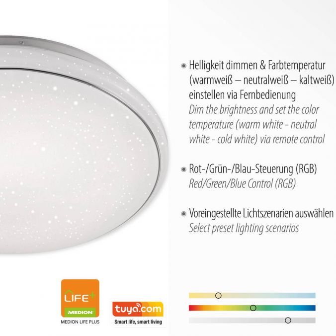 Paul Neuhaus LED-Deckenleuchte, Smart Home fähig, RGB+W, Kristalloptik, Fernbedienung, CCT Begrenztes Angebot