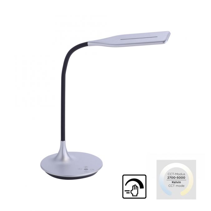 Paul Neuhaus LED-Tischleuchte, silber, Flexarm, Lichtfarbsteuerung, dimmbar