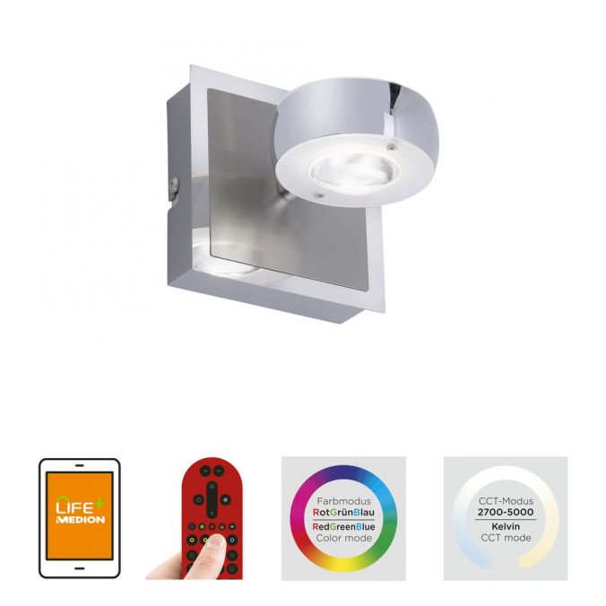 Paul Neuhaus LED-Wandleuchte, Smart-Home, Fernbedienung, Farbwechsel, dimmbar, modern