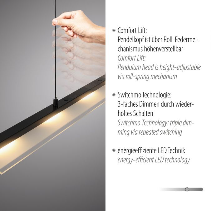 Paul Neuhaus LED Pendelleuchte schwarz Comfor Lift höhenverstellbar dimmbar Osterangebot