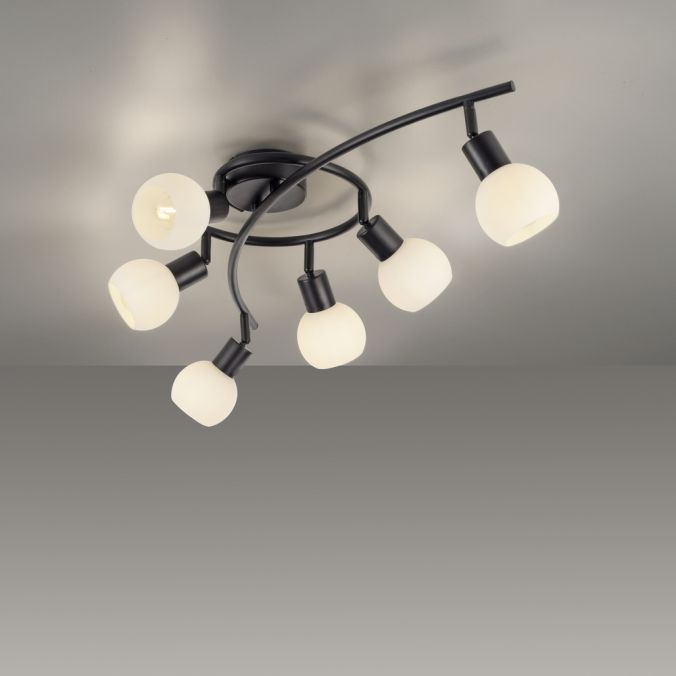 Paul Neuhaus LED Deckenleuchte 6 flammig schwarz Spot drehbar Opalglas zeitlos Valentinstagsangebot