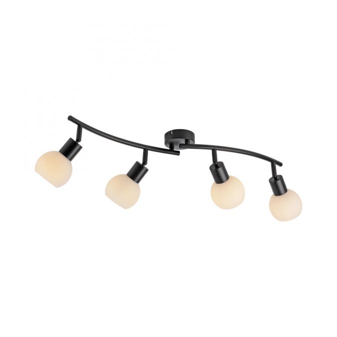 Paul Neuhaus LED Deckenleuchte schwarz 4 flammig schwenkbar Opalglas Spots Schlafzimmer Flur