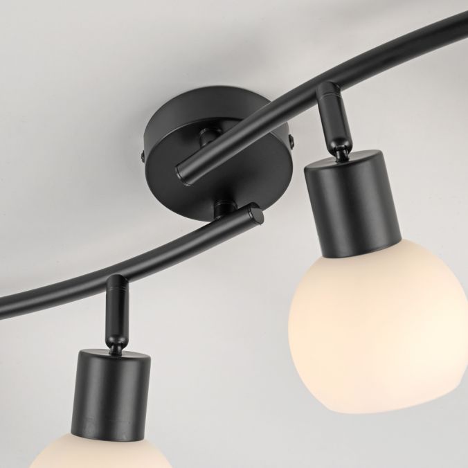 Paul Neuhaus LED Deckenleuchte schwarz 4 flammig schwenkbar Opalglas Spots Schlafzimmer Flur Jubiläumsangebot