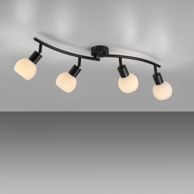 Paul Neuhaus LED Deckenleuchte schwarz 4 flammig schwenkbar Opalglas Spots Schlafzimmer Flur Jubiläumsangebot